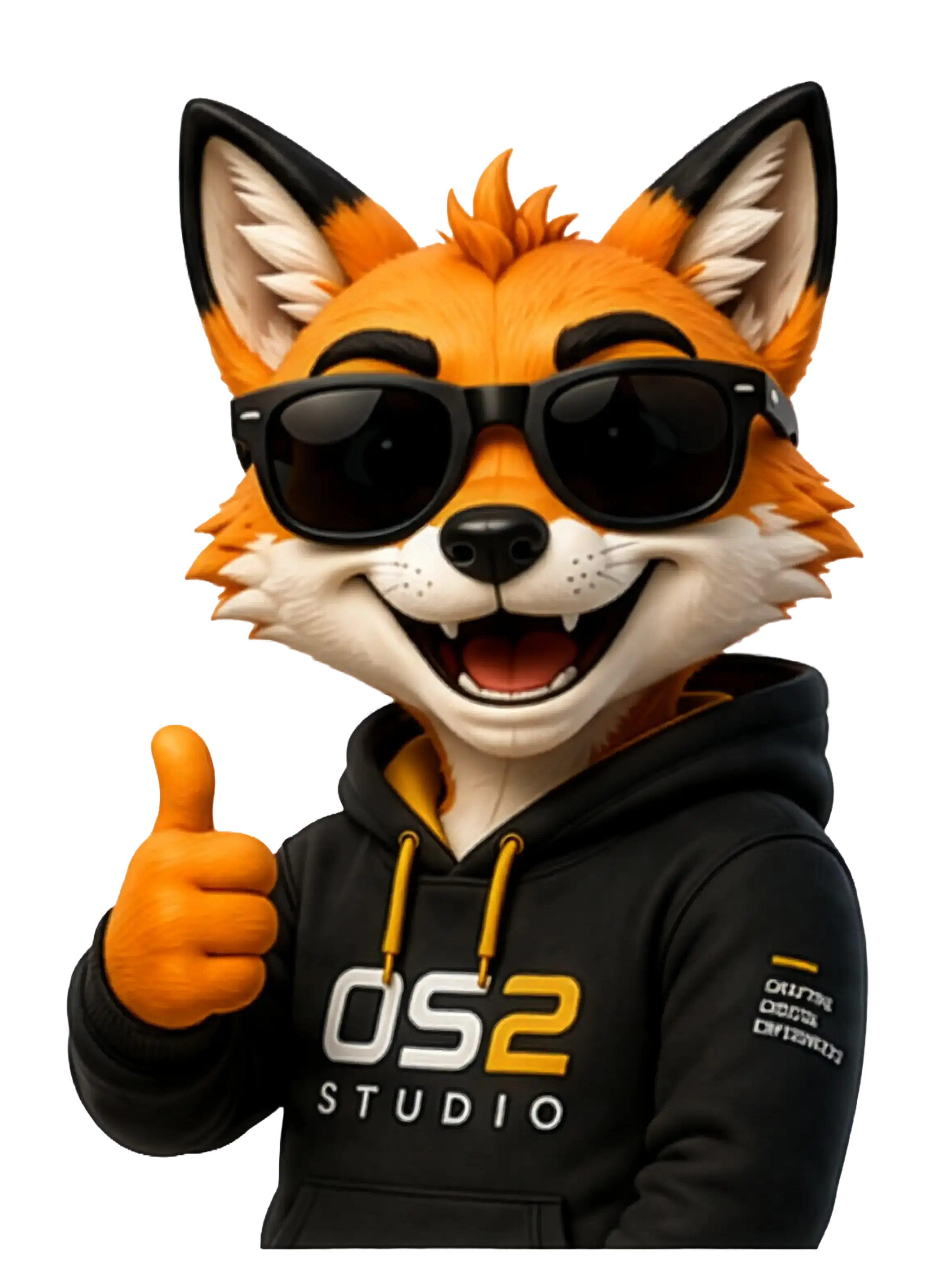 OS2 Studio fox mascot giving a thumbs up