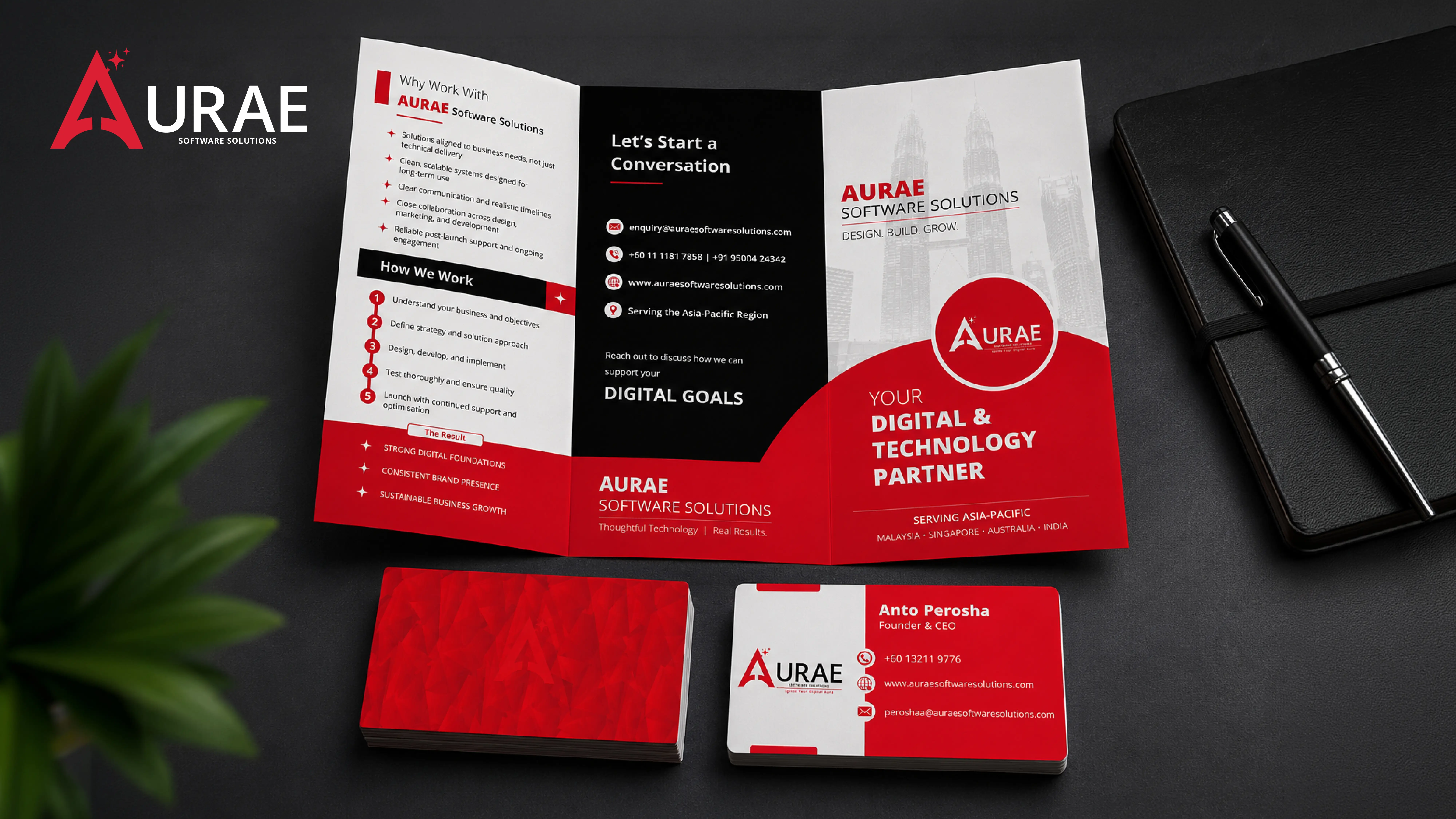 Aurae Software Solutions office signage and brand identity